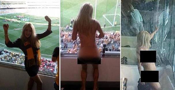 美國名模球賽觀眾席上全裸跳艷舞引轟動