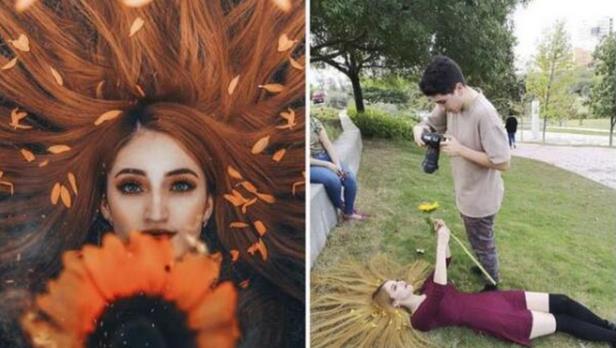 朋友圈的13張完美照片,換個角度來看,拍攝的時候很尷尬,照騙!